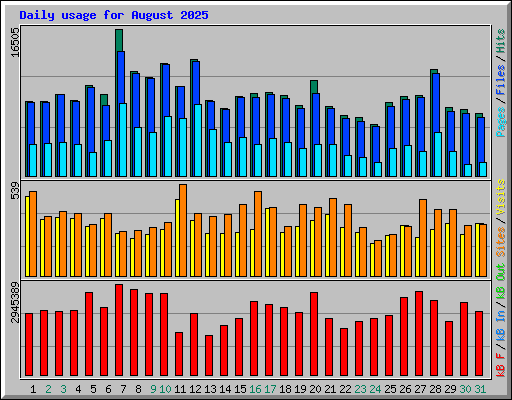 Daily usage for August 2025